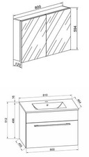 3-tlg. Waschplatz Waschtisch Badinos Schublade SC