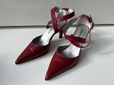 Schuhe Sandalen Slingpumps Brenda Zaro Gr. 37 Leder Riemchen bordeaux wie neu