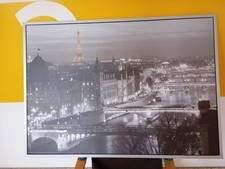 Großbild Paris 140x100 cm, Panorama Bild, Silbereffekt, Alu Effekt, 