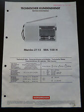 Original Service Manual  Nordmende Mambo 2113