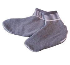 Angora Bettschuhe Fußwärmer Dunkelgrau m. Streifenbündchen Unisex Gr. S + XL