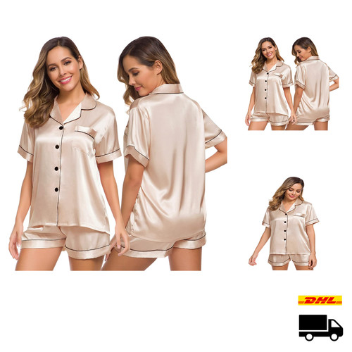 Satin pyjama damen kurz - satin,