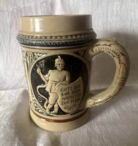 Steingut bierkrug feuerwehr - steingut,