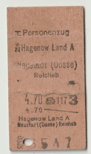 Alte fahrkarte hagenow land - alte,