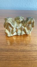3 Affen, nichts sagen, sehen, hören,Skulptur, Metallguß, Vintage,