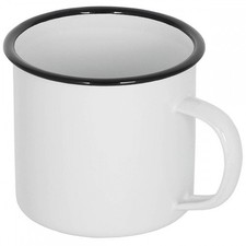 Emaille Tasse weiß-schwarz