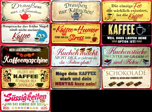 Blechschild 28x12 kaffee - blechschild,