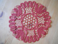 Handarbeit Klöppelspitze Decke weinrot bordeaux Leinen