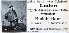 Echte Innsbrucker Schafwoll-Loden Rudolf Baur Innsbruck Reklame Werbung 1904