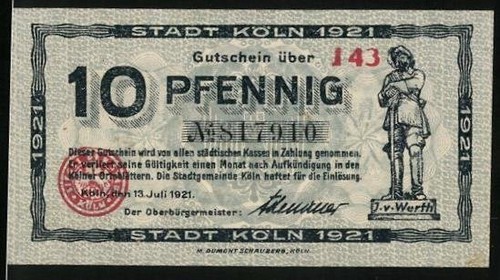 Notgeld köln 1921 10 - notgeld, 1921,