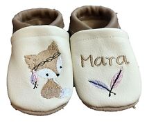 Krabbelschuhe, Lauflernschuhe, Leder Baby Fuchs  bestickt personalisiert