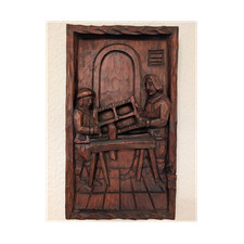 Original Holzrelief Handwerker