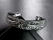 Krokodil Armreif Edelstahl Schlange Auge Rot Stein Armband Arm Schmuck Biker 87