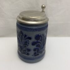 MR Marzi & Remy Relief Bierkrug  Zinndeckel blau 0,5 L 