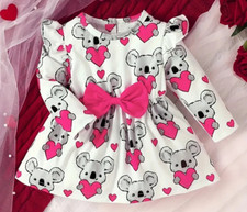 Baby Kleid Kleidchen  Langarm Giraffe Bärchen Gr. 86 - 92