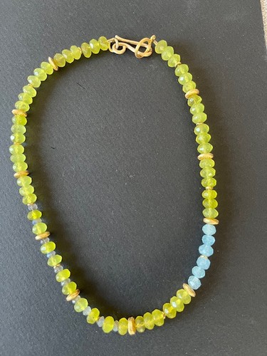 Peridotkette mit aquamarin - peridotkette,