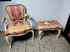 1 X Sessel Stuhl Armlehnstuhl Art Chippendale    Schreibtischstuhl 60er + Hocker