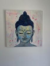 Ölmalerei Buddha Bild 90x90 cm Leinwand 