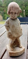 Alte, Antike Kunstfigur Stein, Ton Porzellan? 21cm, Mädchen Kind