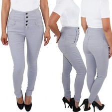 Damen 4 Knopf Skinny Jeans