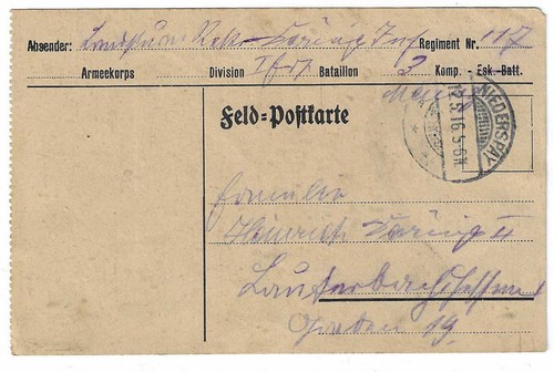 Feldpostkarte wk aus - 1.,