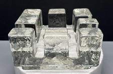 Schweres Glas Stövchen Ausgefallenes Blockdesign extrem RAR Vintage 70er