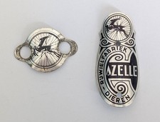 #3 Fahrrad Emblem Steuerkopf / Schutzblech GAZELLE Antik / Oldtimer / Hollandrad