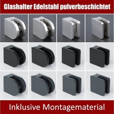 Glashalter Glasklemme Edelstahl pulverbeschichtet schwarz anthrazit Klemmhalter