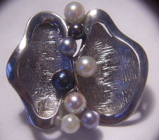 alter Silber 835 Perlenketten Clip mit 8 echten Perlen,Silberschmuck 835