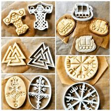 5er set Wikinger Ausstecher Mjölnir,Valknut,Vegvisir,Viking Boat, Rune 