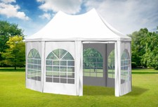Gartenpavillon 3x4,1m PVC Weiß Pagode Partyzelt Wasserdicht Fenster Eventzelt