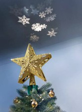 Baumspitze Stern Goldglitter LED Projektor Weihnachten 26cm - Wie neu 