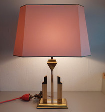 Hollywood Regency Style Tischlampe aus Messing Plexiglas 60er 70er - Skyscraper