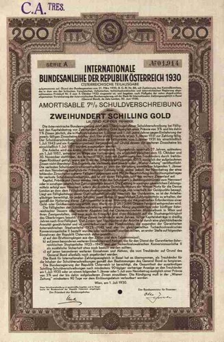 österreich bundesanleihe 1930 - bundesanleihe,