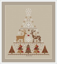 Stickpackung Stickmuster " Tannenbaum " farbig Kreuzstickerei Set