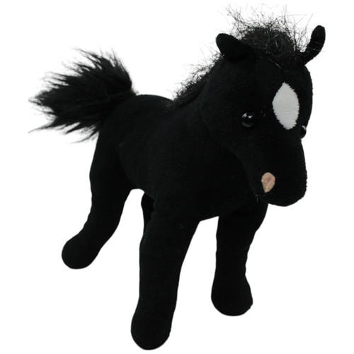 Schwarzes pferd kuscheltier - pferd,
