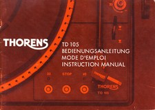 Original Bedienungsanleitung vom THORENS TD 105   sehr  guter Zustand 
