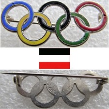 OLYMPIC GAMES ABZEICHEN BADGE OLYMPISCHE RINGE * BERLIN und GARMISCH-P.  1936