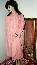 Baumwoll Vintage Negligee Nachtkleid weich rosa geblümt innen Flanell Gr. L