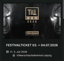 Till Lindemann Till Fest Festival Ticket Leipzig 3.7.-4.7.26 Golden Circle