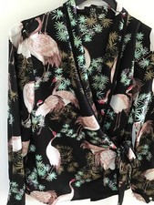 shk paris wickel bluse schwarz kranich perlen print animal S blumen boho blogger