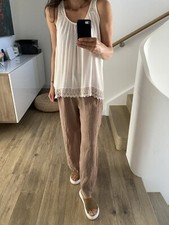 Top Beige Spitze Lochstickerei 36 38 S M Weit Leicht Sommer