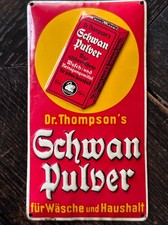 Waschmittel Schwan Pulver Düsseldorf um 1925 Blechschild Türschild kein Email