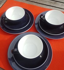 Dibbern Gedeck 9 Teile - Kaffeetasse, Untertasse, Frühstücksteller - dunkelblau