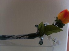 Rosenvase Liegevase Lauscha Glas mundgeblasen Kunsthandwerk Orchideenvase