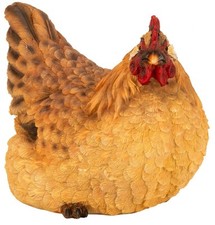 Huhn liegend 24,5cm Tierfigur Landhausstil Frühling Garten Dekoration Osterdeko