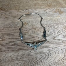 Collier Kette Halskette Silber Alpaca Mexico Perlmutt Adler Vintage Vogel