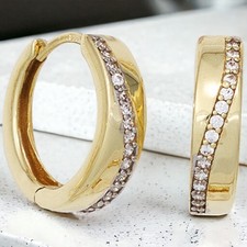 Creolen rund 333 Gold Gelbgold bicolor Zirkonia Ohrringe Goldcreolen