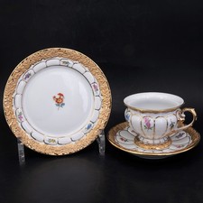 3-tlg. - Meissen (1. Wahl) Mokkagedeck X Form Streublümchen X37b K279b