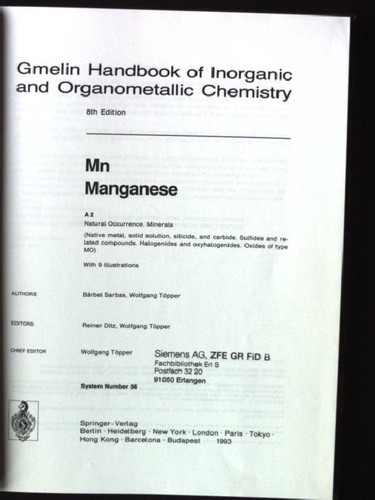 Gmelin handbook inorganic - handbook, of